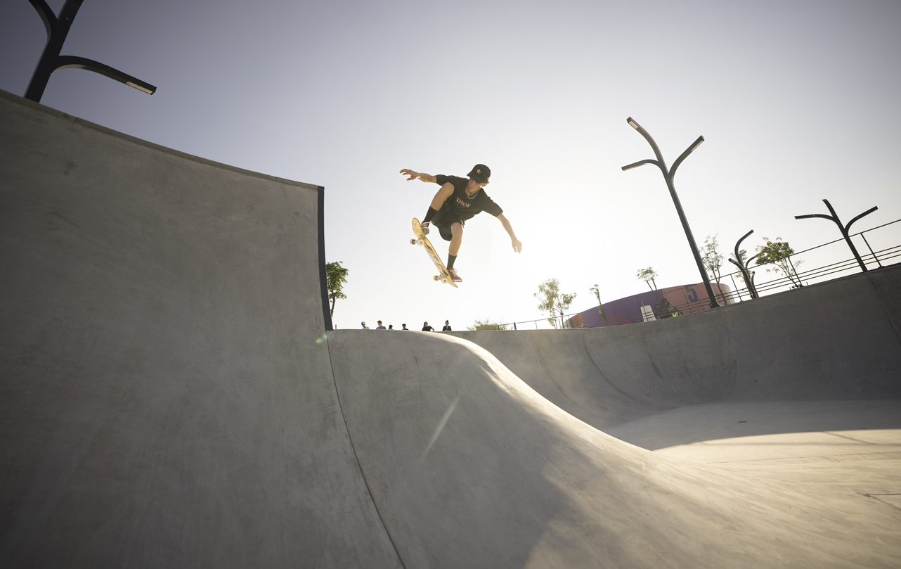 Skateboard superstars bowled over by Aljada Skate Park